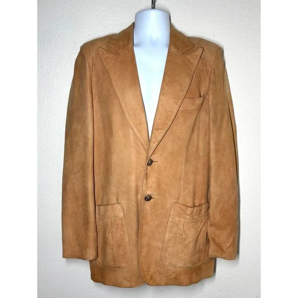 VTG Scully Jacket Mens 42L Soft Leather Suede Western Cowboy Rancher Two Button - Picture 1 of 12